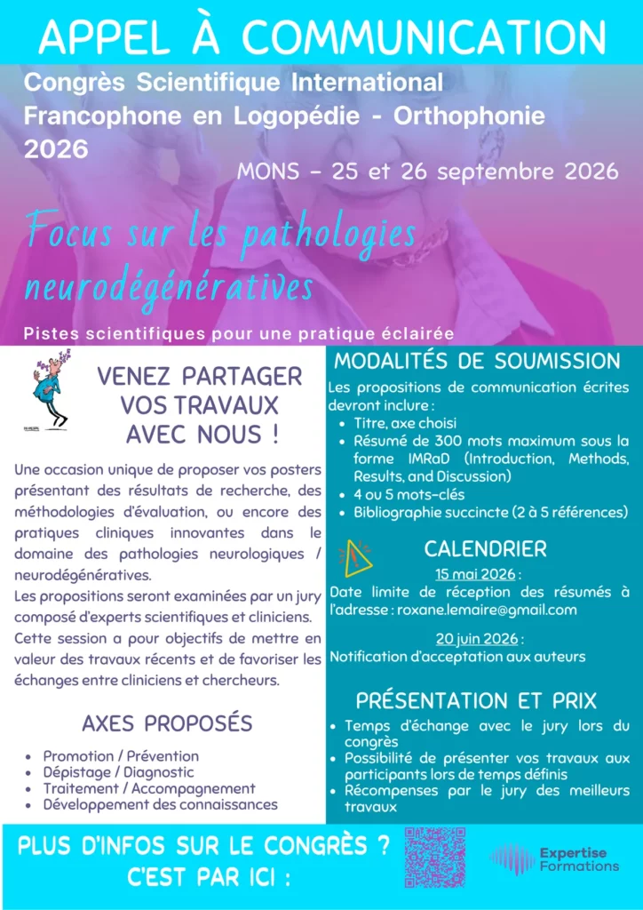 Congrès Pathologies Neurodégénératives 2026 - Affiche de l'appel à communication